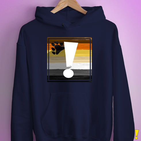 Bear Pride Flag Exclamation Point Hoodie - Navy